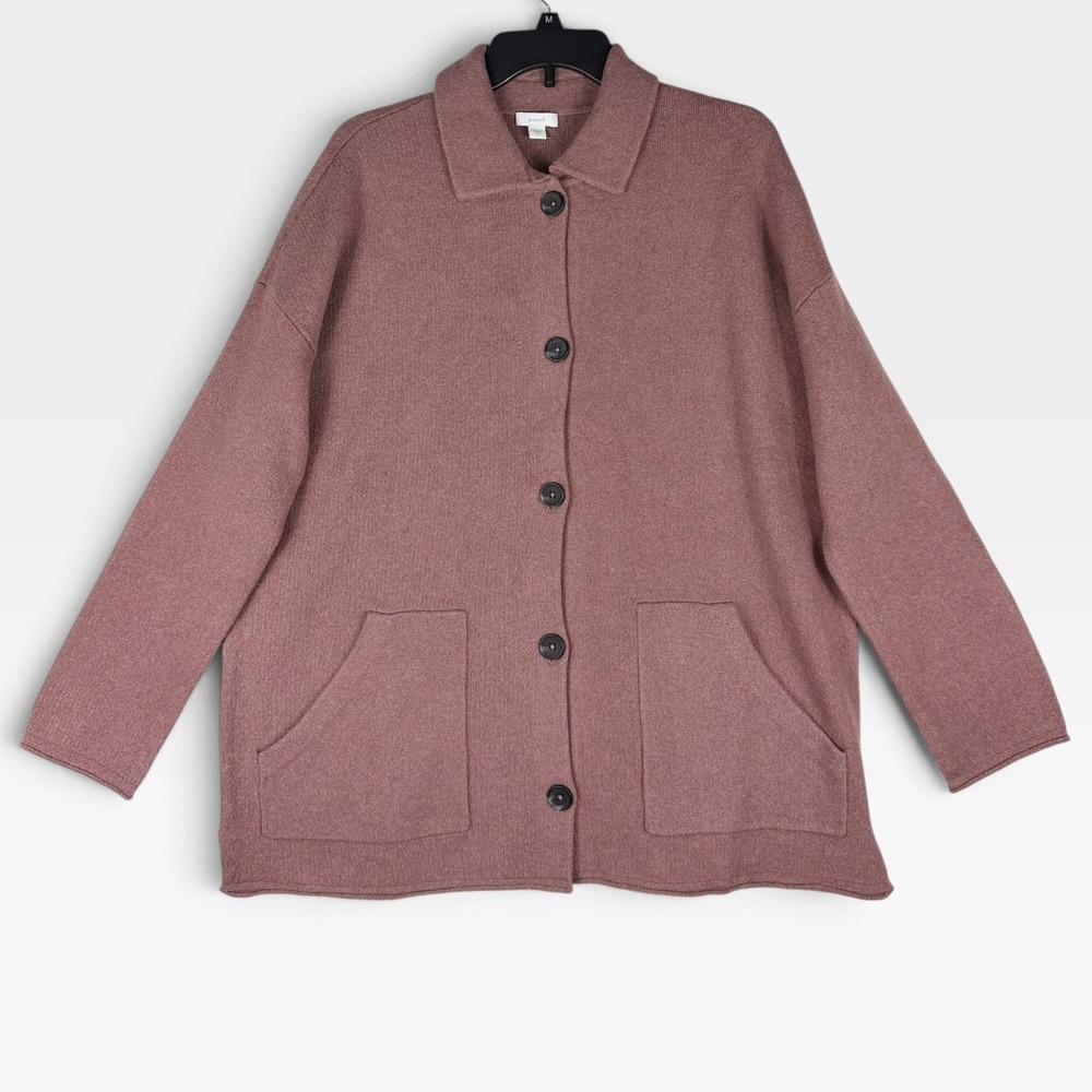 J. Jill Pure Jill Cardigan Sweater Jacket Women M Rose Taupe Button Front NWT